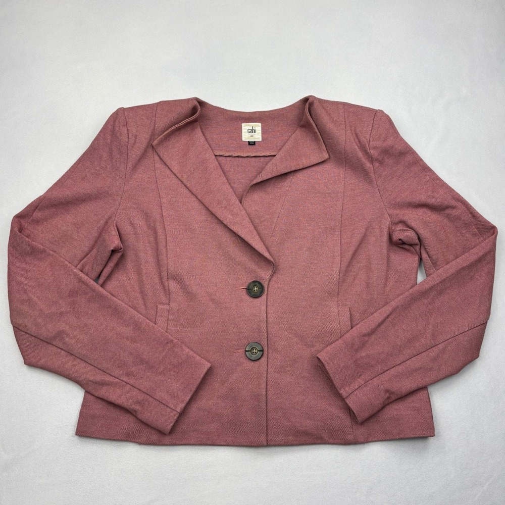 CAbi Blazer Womens 10 Pink Dusty Rose Stretch Knit Button Front Jacket Workwear